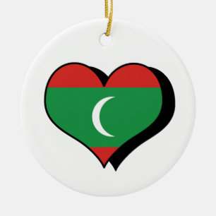 Rond En Céramique Je t'aime Maldives Ornement de drapeau