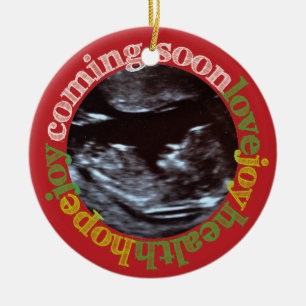 Rond En Céramique Joie ! Premier ornement de souvenir de Noël de