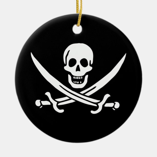Rond En Céramique Jolly roger Pirate Drapeau Ornement (Devant)