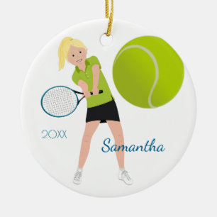 Rond En Céramique Joueur de tennis Blonde Clair Keepsaké Ornement