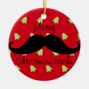 Rond En Céramique Joyeux christmustache ronde ornement
