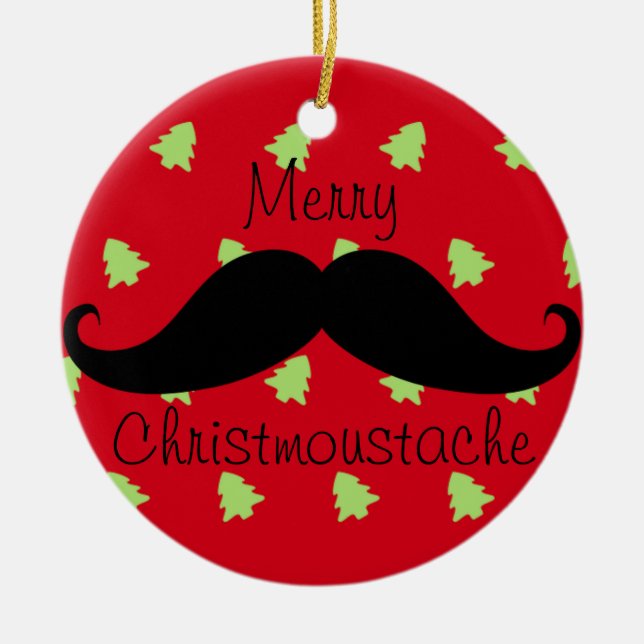 Rond En Céramique Joyeux christmustache ronde ornement (Devant)