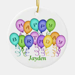 Rond En Céramique Joyeux ornement de ballons d'anniversaire