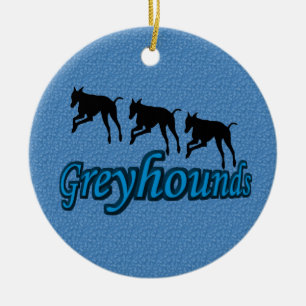 Rond En Céramique Leaping Greyhound Silhouettes Ornement de chien