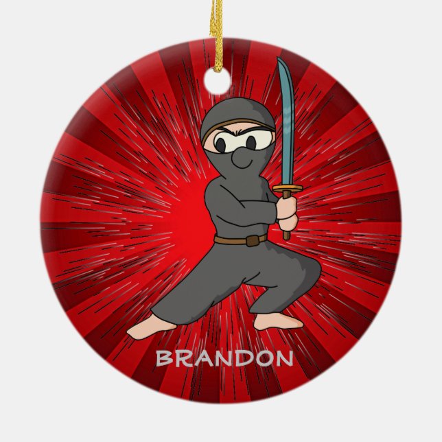 Rond En Céramique Ninja Boy Design Ornement (Dos)