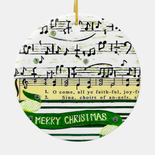 Rond En Céramique Notes musicales Ornement d'arbre de Noël (Dos)