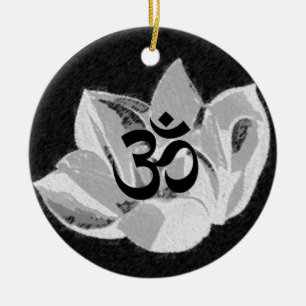 Rond En Céramique Om Lotus - Ornement de yoga