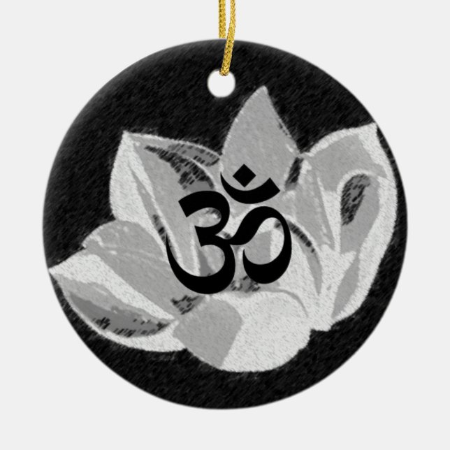 Rond En Céramique Om Lotus - Ornement de yoga (Devant)
