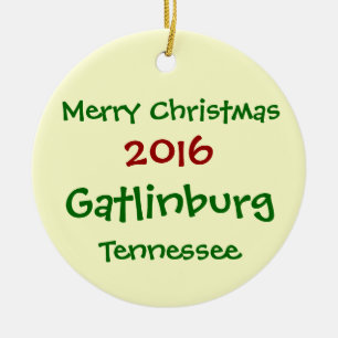 Rond En Céramique ORNEMENT 2016 de JOYEUX NOËL de Gatlinburg