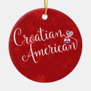 Rond En Céramique Ornement américain croate d'arbre de Noël de