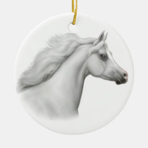 Rond En Céramique Ornement Arabe blanc de cheval