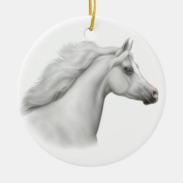 Rond En Céramique Ornement Arabe blanc de cheval (Devant)