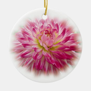 Rond En Céramique Ornement assez rose de Noël de dahlia