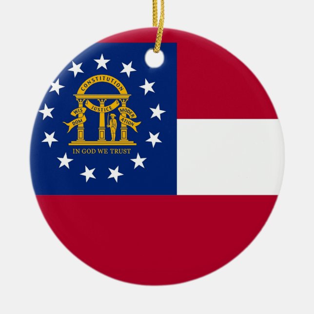 Rond En Céramique Ornement avec drapeau de Géorgie (Devant)