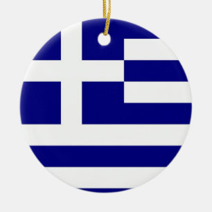 Rond En Céramique Ornement avec drapeau de la Grèce