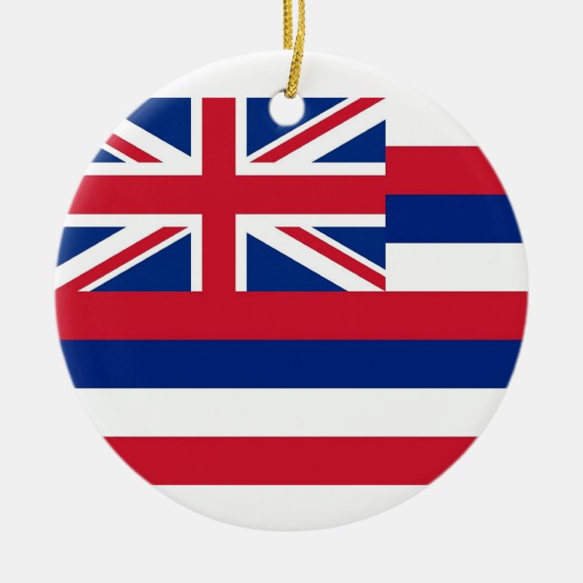 Rond En Céramique Ornement avec drapeau d'Hawaii (Devant)
