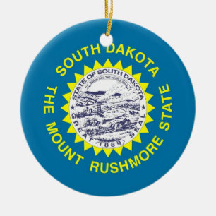 Rond En Céramique Ornement avec drapeau du Dakota du Sud