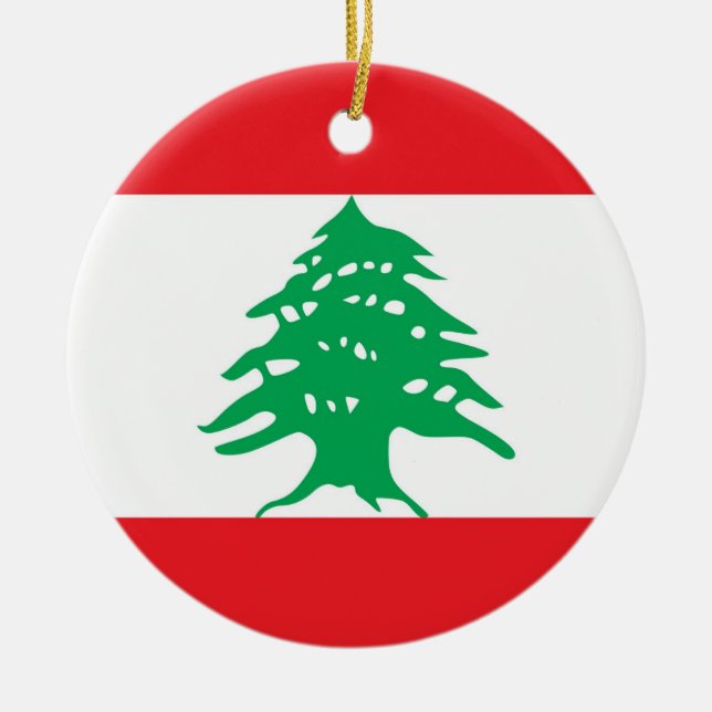 Rond En Céramique Ornement avec drapeau du Liban (Devant)
