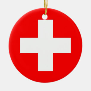 Rond En Céramique Ornement avec le drapeau de la Suisse