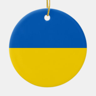 Rond En Céramique Ornement avec le drapeau de l'Ukraine