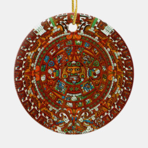 Rond En Céramique ornement aztèque maya de calendrier