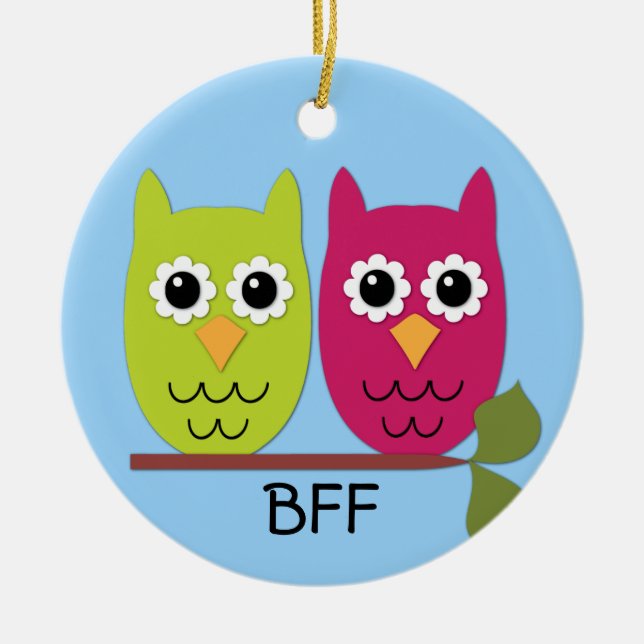 Rond En Céramique Ornement BFF Owl (Devant)