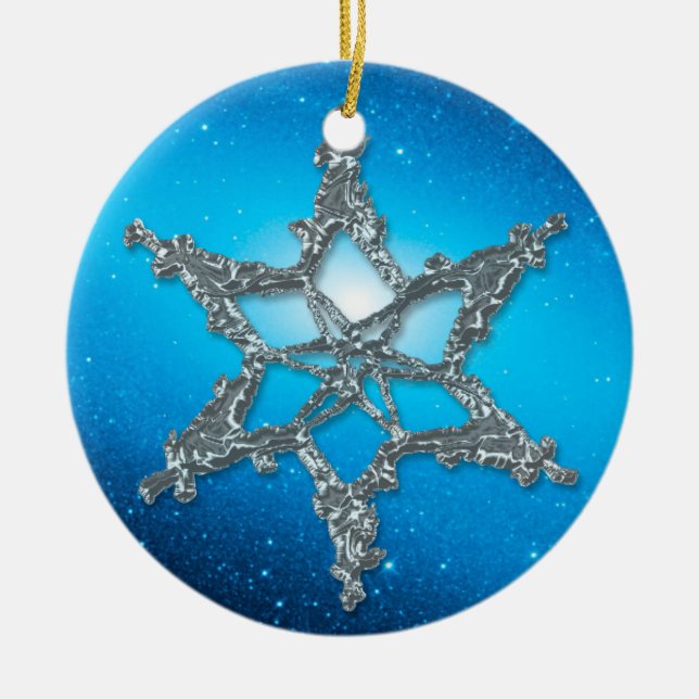 ROND EN CÉRAMIQUE ORNEMENT BLANC DE NOËL (Devant)