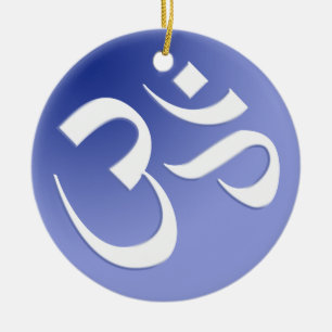 Rond En Céramique Ornement bleu de symbole de l'OM