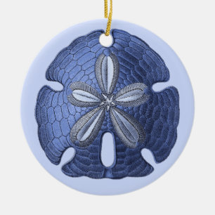 Rond En Céramique Ornement bleu du dollar de sable