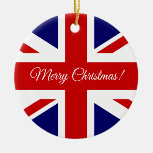 Rond En Céramique Ornement britannique d'arbre de Noël de drapeau