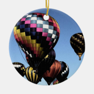 Rond En Céramique Ornement chaud de Noël de ballon à air