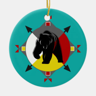 Rond En Céramique Ornement cherokee d'ours de quatre directions