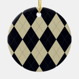 Rond En Céramique Ornement crème et Jacquard noir
