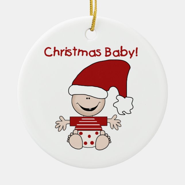 Rond En Céramique Ornement Customisé de Noël bébé (Devant)