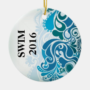 Rond En Céramique Ornement d'arbre de Noël de nageurs
