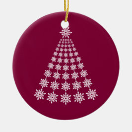 Rond En Céramique Ornement d'arbre de Noël de Snowflake