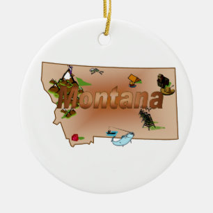 Rond En Céramique Ornement d'arbre de Noël du Montana