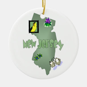 Rond En Céramique Ornement d'arbre de Noël du New Jersey