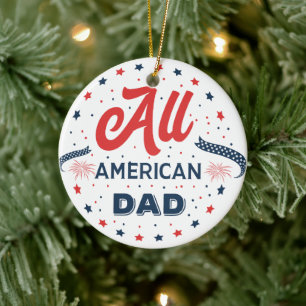 Rond En Céramique Ornement de badge Papa américain