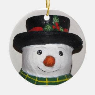 Rond En Céramique Ornement de Bonhomme de Neige Très Mignon