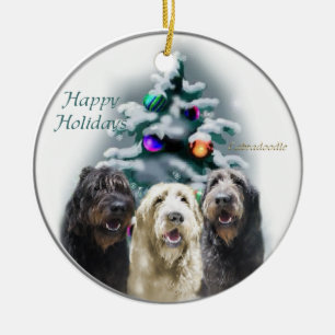 Rond En Céramique Ornement de cadeaux de Noël de Labradoodle