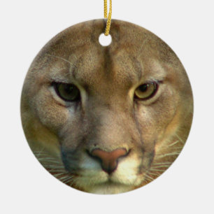 Rond En Céramique Ornement de chat de puma