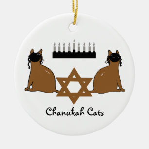 Rond En Céramique Ornement de chats de Chanukah