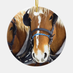 Rond En Céramique Ornement de cheval de trait de Clydesdale