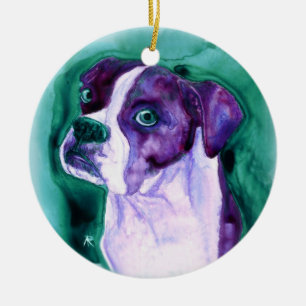 Rond En Céramique Ornement de chien de boxeur - "pas je "