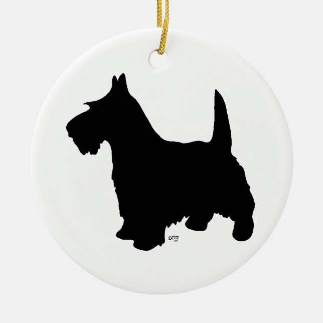 Rond En Céramique Ornement de chien écossais (Devant)