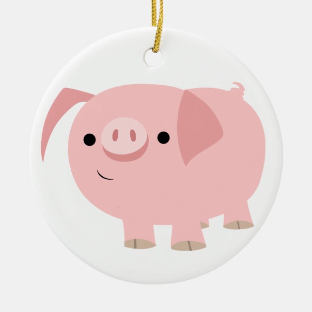 Rond En Céramique Ornement de cochon de dessin mignon (Devant)