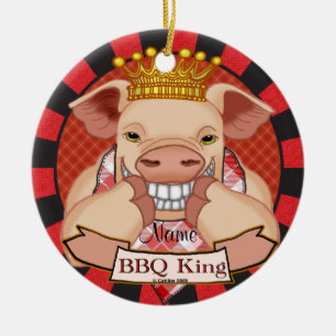 Rond En Céramique Ornement de cochon roi BBQ