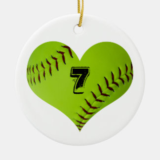 Rond En Céramique Ornement de coeur du base-ball
