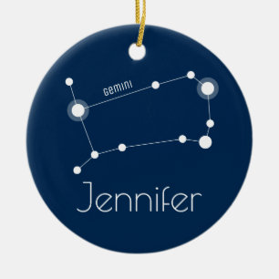 Rond En Céramique Ornement de constellation de gemini personnalisé